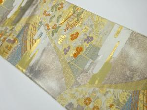 リサイクル　純金二重引箔紋　時代風景模様織り出し袋帯